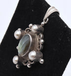 Vintage Sterling Silver Labradorite and Pearl Pendant