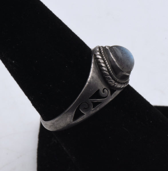 Vintage Handmade Labradorite Sterling Silver Ring - Size 7.25