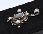 Vintage Sterling Silver Labradorite and Pearl Pendant