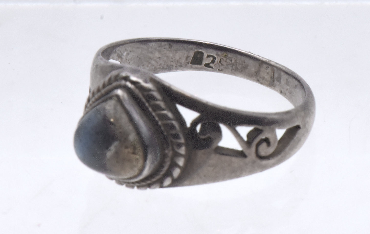 Vintage Handmade Labradorite Sterling Silver Ring - Size 7.25