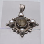 Vintage Sterling Silver Labradorite and Pearl Pendant