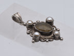 Vintage Sterling Silver Labradorite and Pearl Pendant