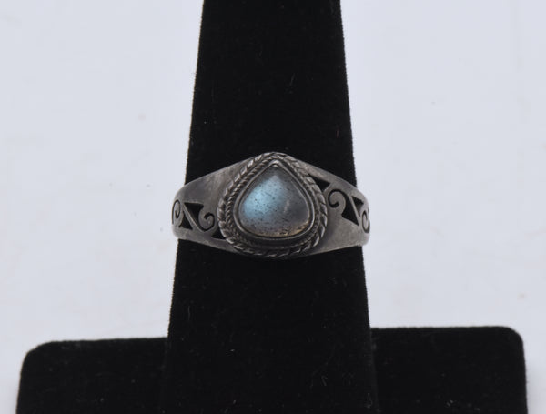 Vintage Handmade Labradorite Sterling Silver Ring - Size 7.25