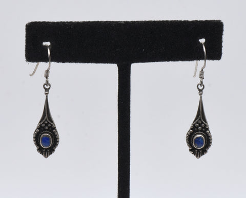 Vintage Lapis Lazuli Sterling Silver Dangle Earrings