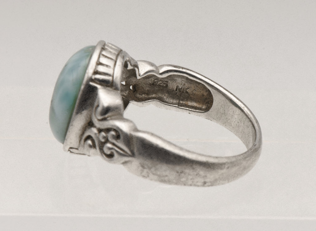 Vintage Larimar Sterling Silver Ring - Size 9