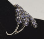 Vintage Sterling Silver Tanzanite and Topaz Bypass Ring - Size 9+