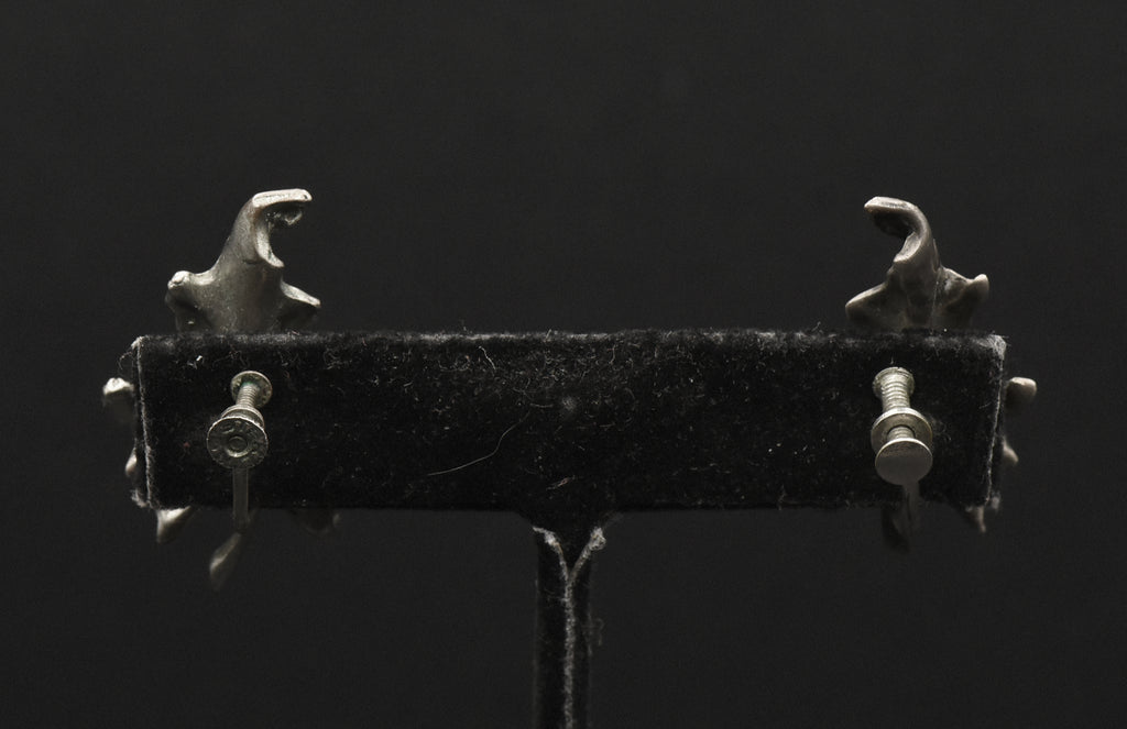 Vintage Sterling Silver Leaf Screw Back Earrings