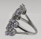 Vintage Sterling Silver Tanzanite and Topaz Bypass Ring - Size 9+