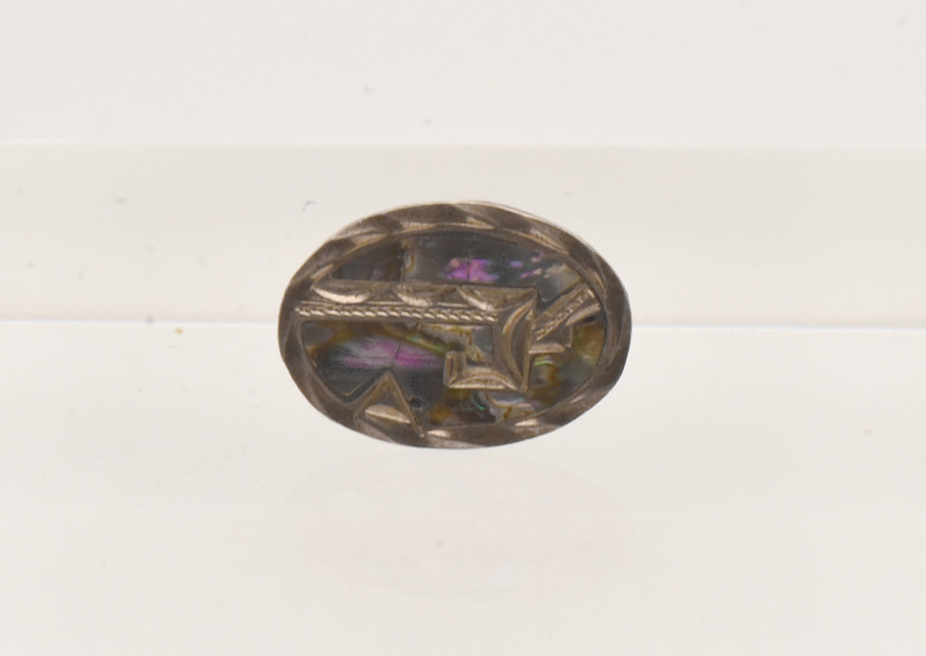 UNMATCHED Vintage Handmade Sterling Silver and Abalone Shell Cufflink