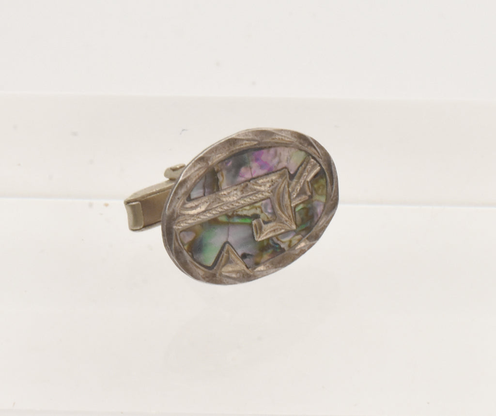 UNMATCHED Vintage Handmade Sterling Silver and Abalone Shell Cufflink