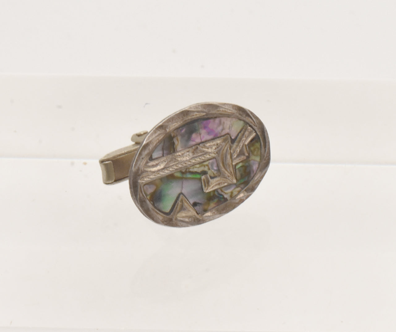 UNMATCHED Vintage Handmade Sterling Silver and Abalone Shell Cufflink
