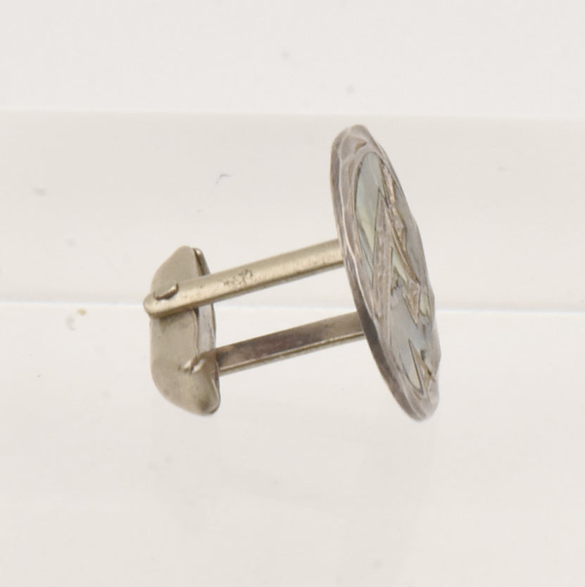 UNMATCHED Vintage Handmade Sterling Silver and Abalone Shell Cufflink