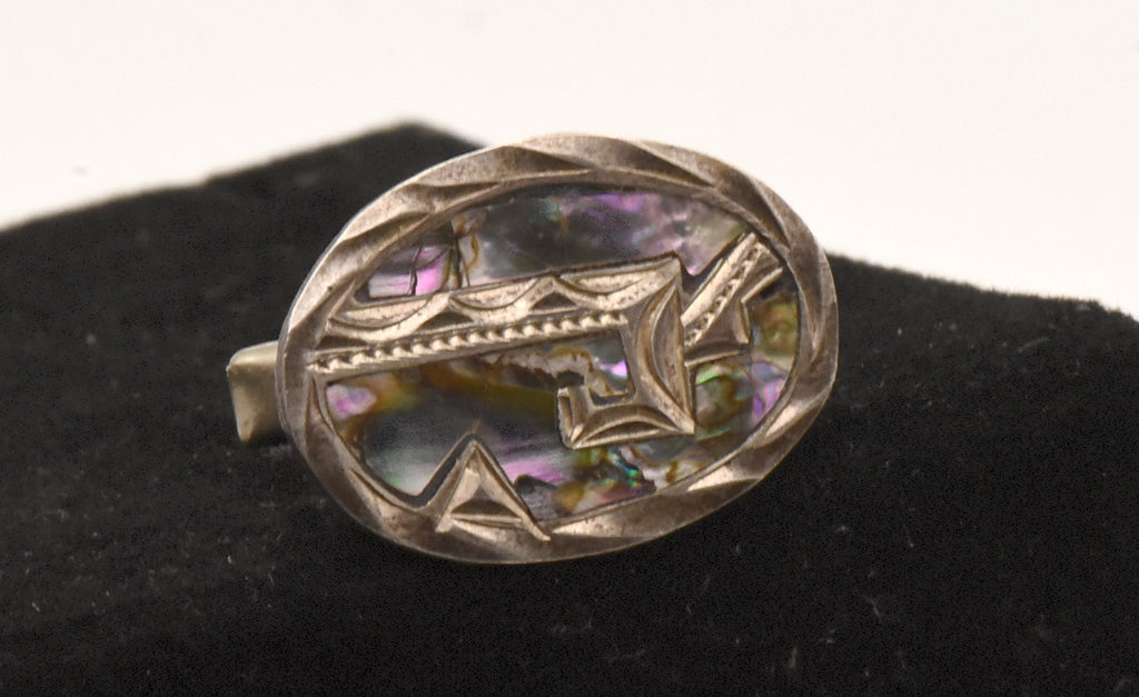 UNMATCHED Vintage Handmade Sterling Silver and Abalone Shell Cufflink