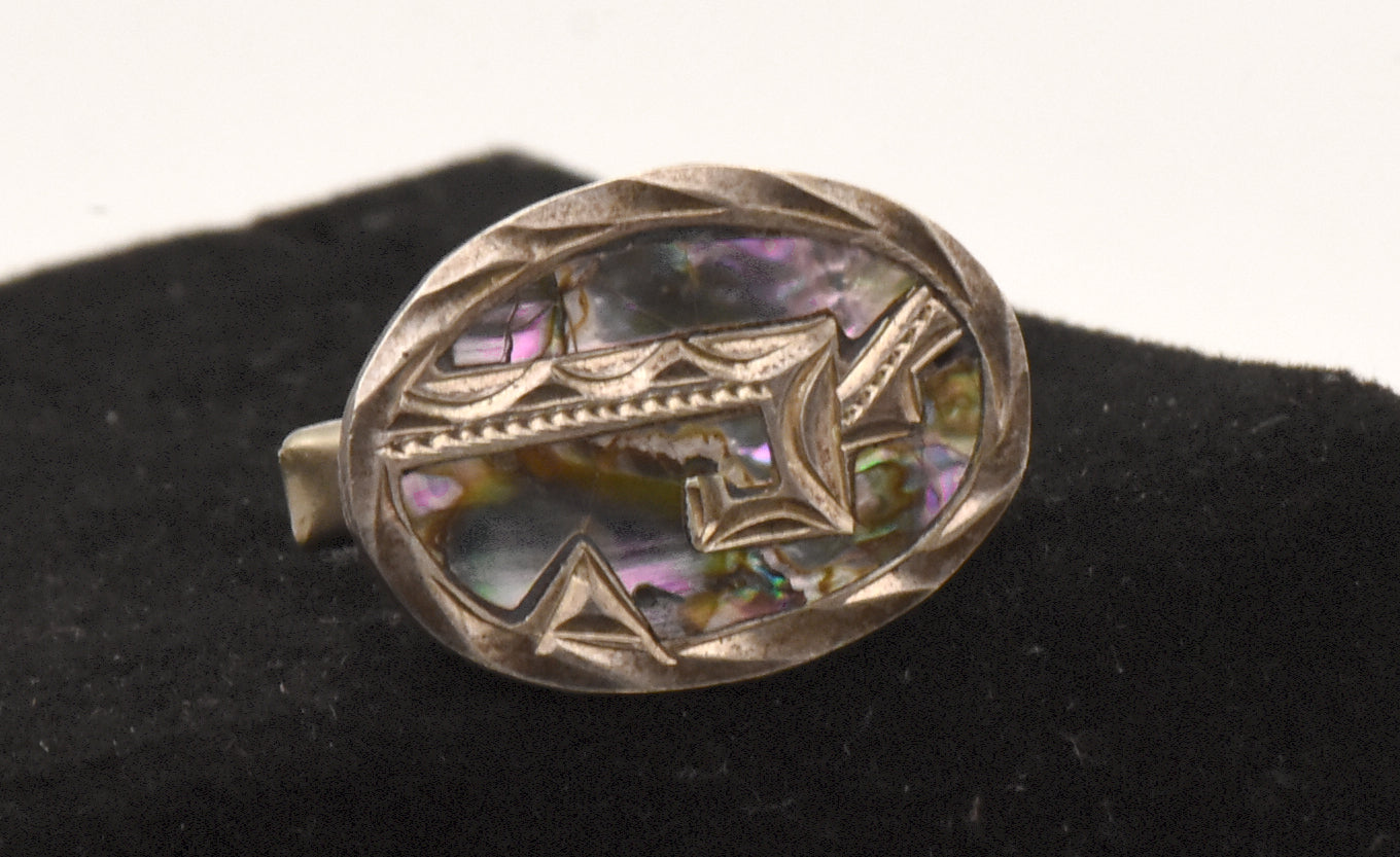 UNMATCHED Vintage Handmade Sterling Silver and Abalone Shell Cufflink