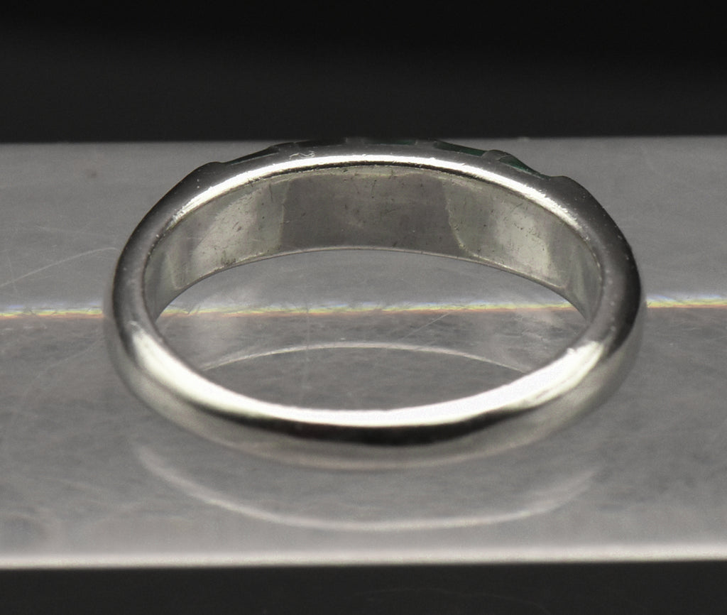 Vintage Inlaid Malachite Sterling Silver Ring - Size 9.25