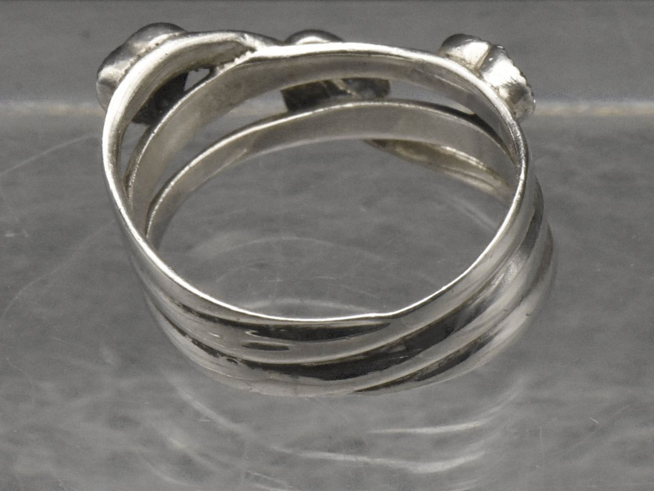 Vintage Sterling Silver and Marcasite Hearts Ring - Size 6