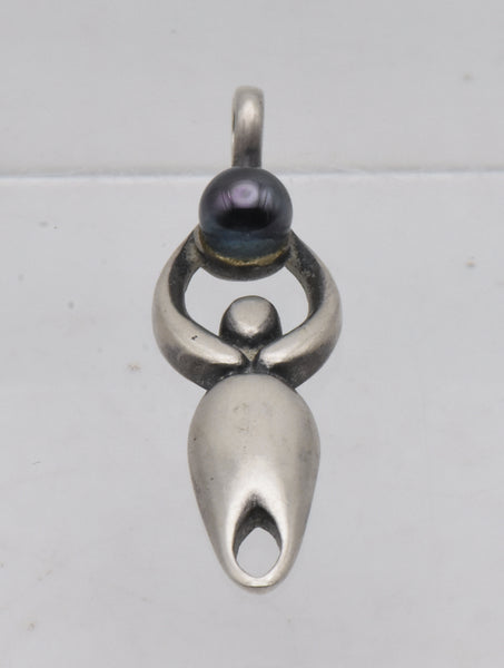 Sterling Silver FIgural Pendant with Glass Orb