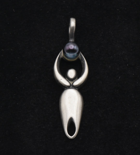 Sterling Silver FIgural Pendant with Glass Orb