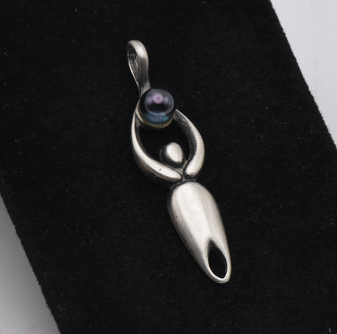 Sterling Silver FIgural Pendant with Glass Orb