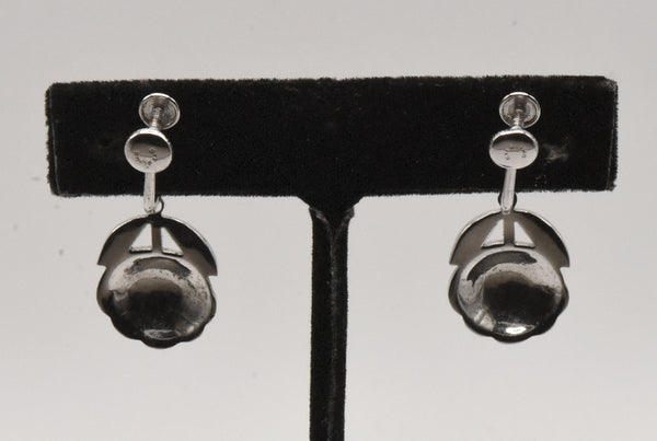 Sterling Silver Art Deco Marcasite Dangle Earrings