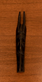 Vintage Handmade Ebonized Carved Wood Mask Sculpture