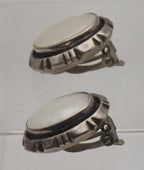 Carol Felley - Vintage Sterling Silver Mother of Pearl Clip On Earrings