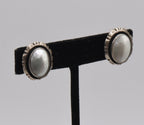 Carol Felley - Vintage Sterling Silver Mother of Pearl Clip On Earrings