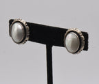 Carol Felley - Vintage Sterling Silver Mother of Pearl Clip On Earrings