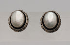 Carol Felley - Vintage Sterling Silver Mother of Pearl Clip On Earrings