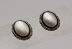 Carol Felley - Vintage Sterling Silver Mother of Pearl Clip On Earrings
