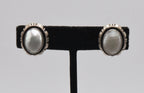 Carol Felley - Vintage Sterling Silver Mother of Pearl Clip On Earrings