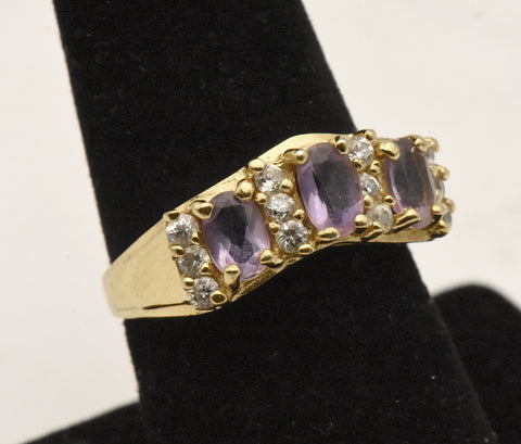Vintage Vermeil Pink Amethyst Ring - Size 7.75