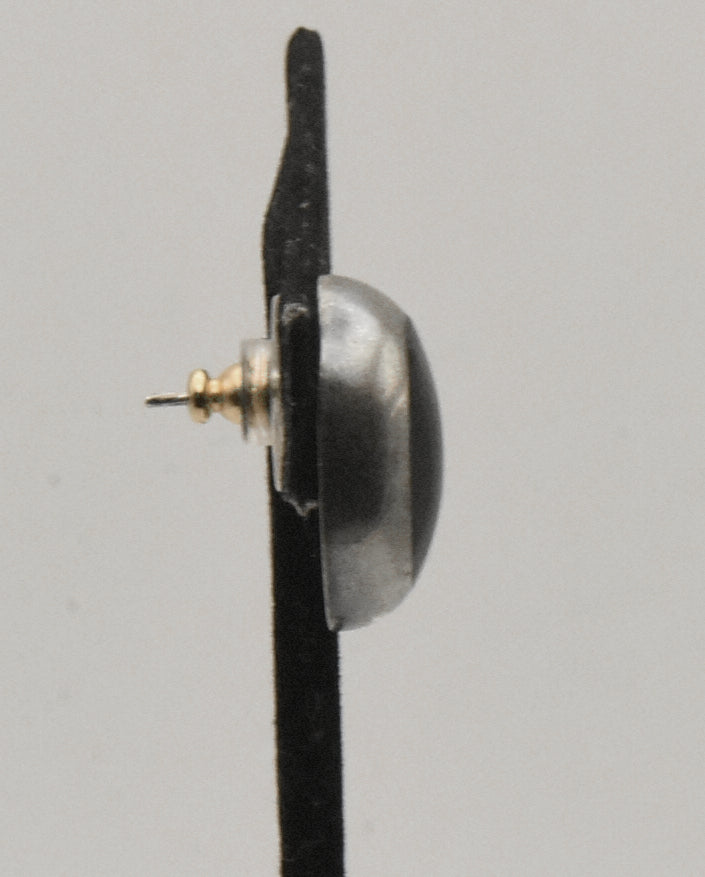 UNMARKED Vintage Mexican Sterling Silver Black Onyx Stud Earring