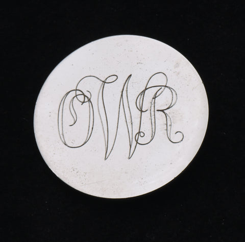 Wells - Vintage Sterling Silver Engraved Monogram Brooch