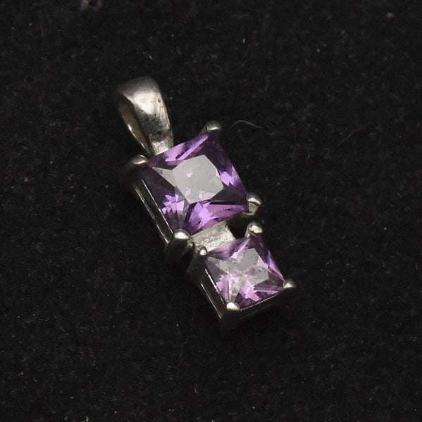 Vintage Purple Cubic Zirconia Sterling Silver Pendant