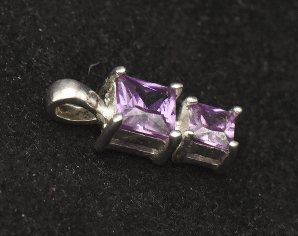 Vintage Purple Cubic Zirconia Sterling Silver Pendant