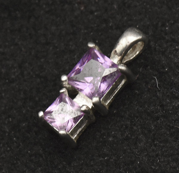 Vintage Purple Cubic Zirconia Sterling Silver Pendant