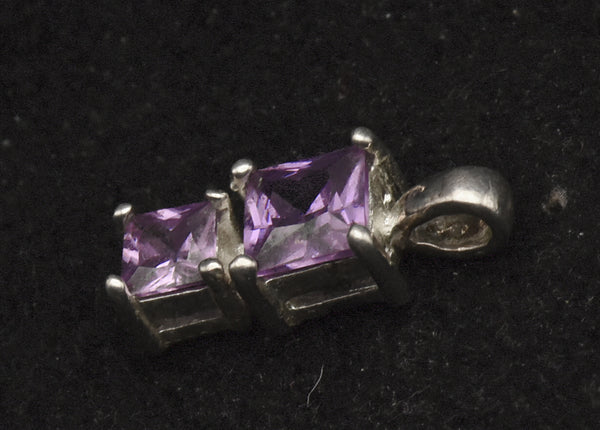 Vintage Purple Cubic Zirconia Sterling Silver Pendant