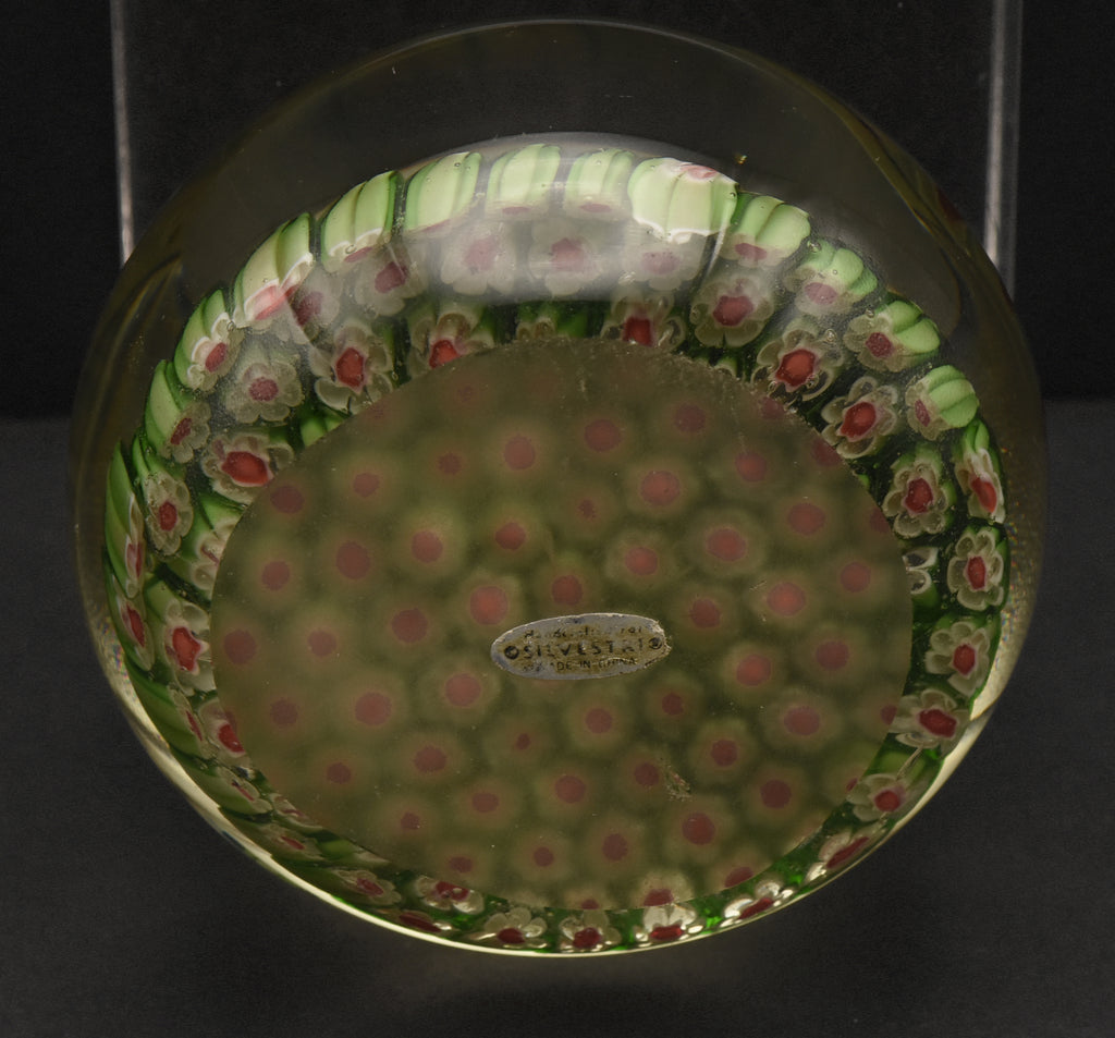 Vintage Silvestri Green Millefiori Paperweight