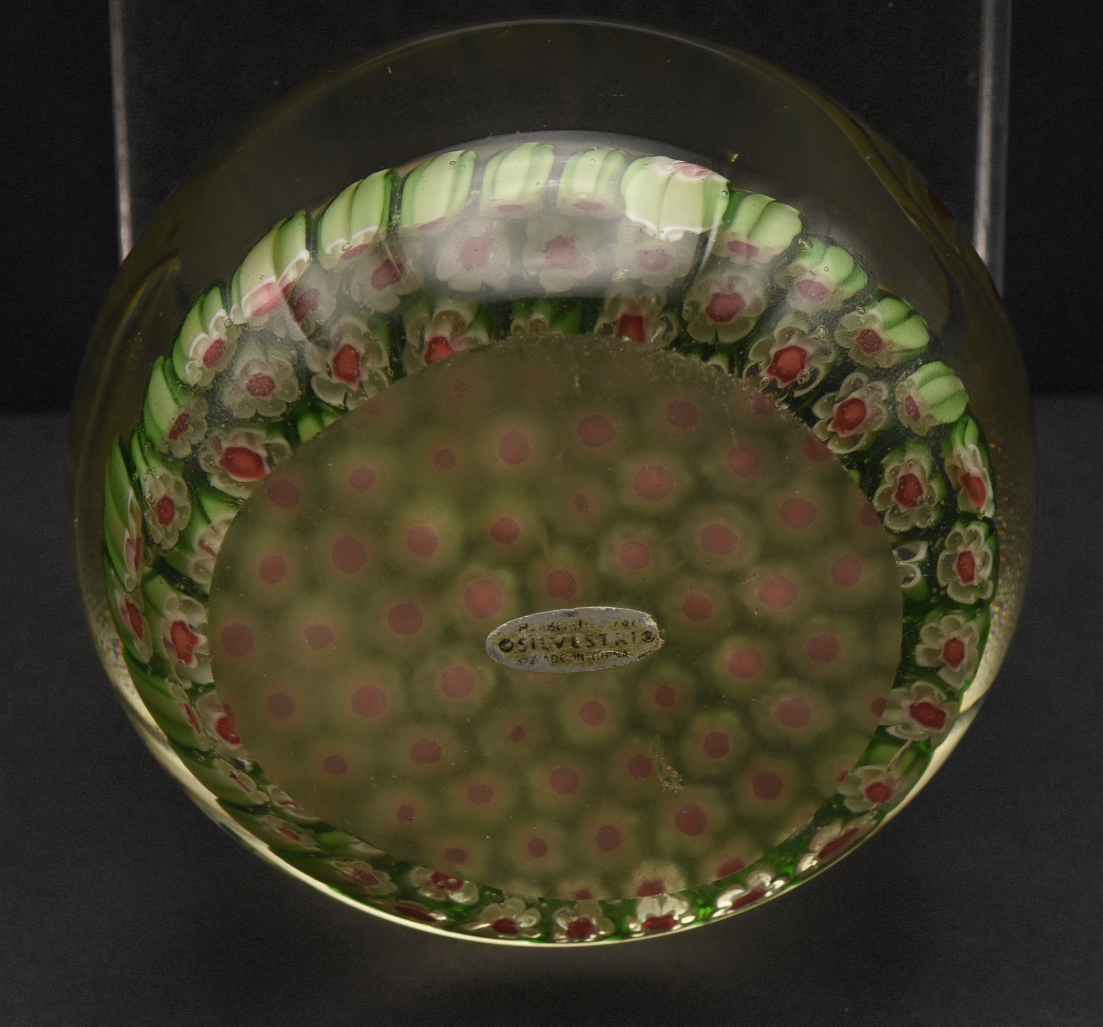 Vintage Silvestri Green Millefiori Paperweight