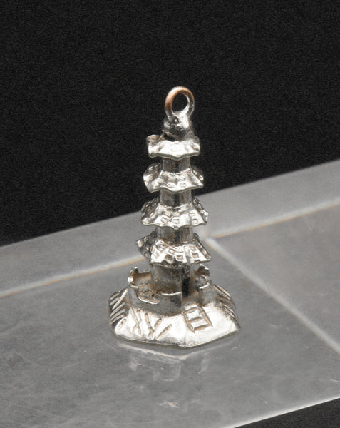 Vintage Handmade Silver Plated Pagoda Charm