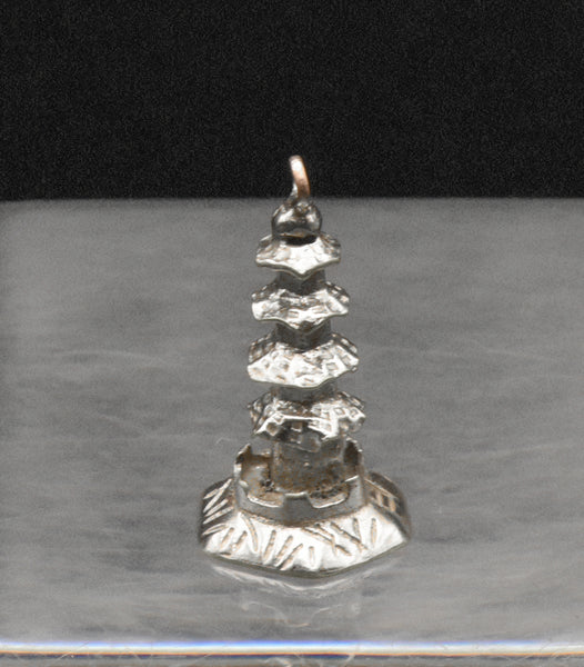 Vintage Handmade Silver Plated Pagoda Charm