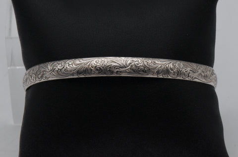 Vintage Sterling Silver Engraved Designs Cuff Bracelet