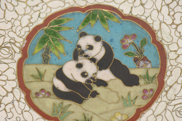 Vintage Cloisonne Panda Bear Dish