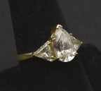Vintage Gold Tone Sterling Silver Cubic Zirconia Ring - Size 9