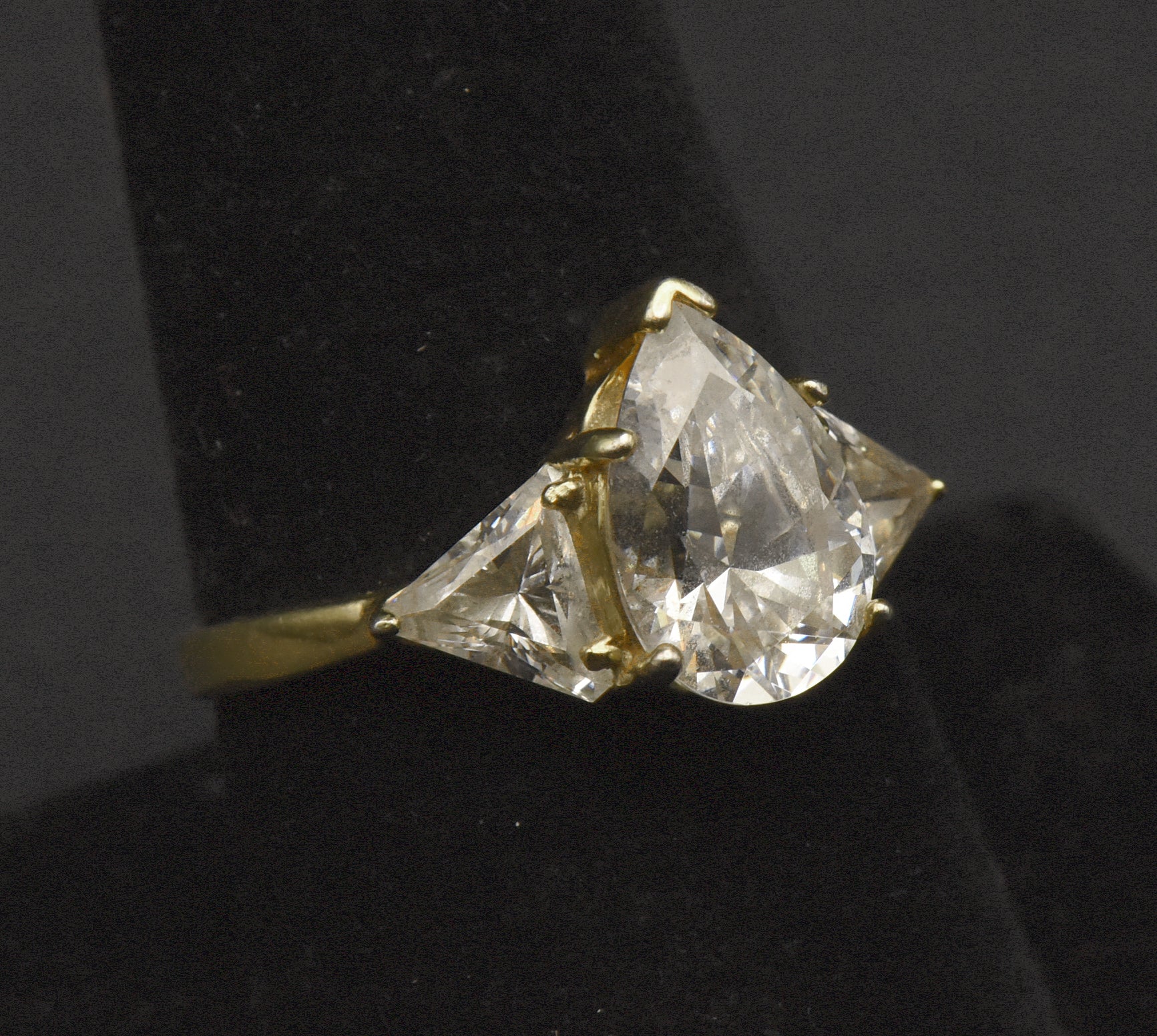 Vintage Gold Tone Sterling Silver Cubic Zirconia Ring - Size 9