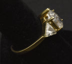 Vintage Gold Tone Sterling Silver Cubic Zirconia Ring - Size 9