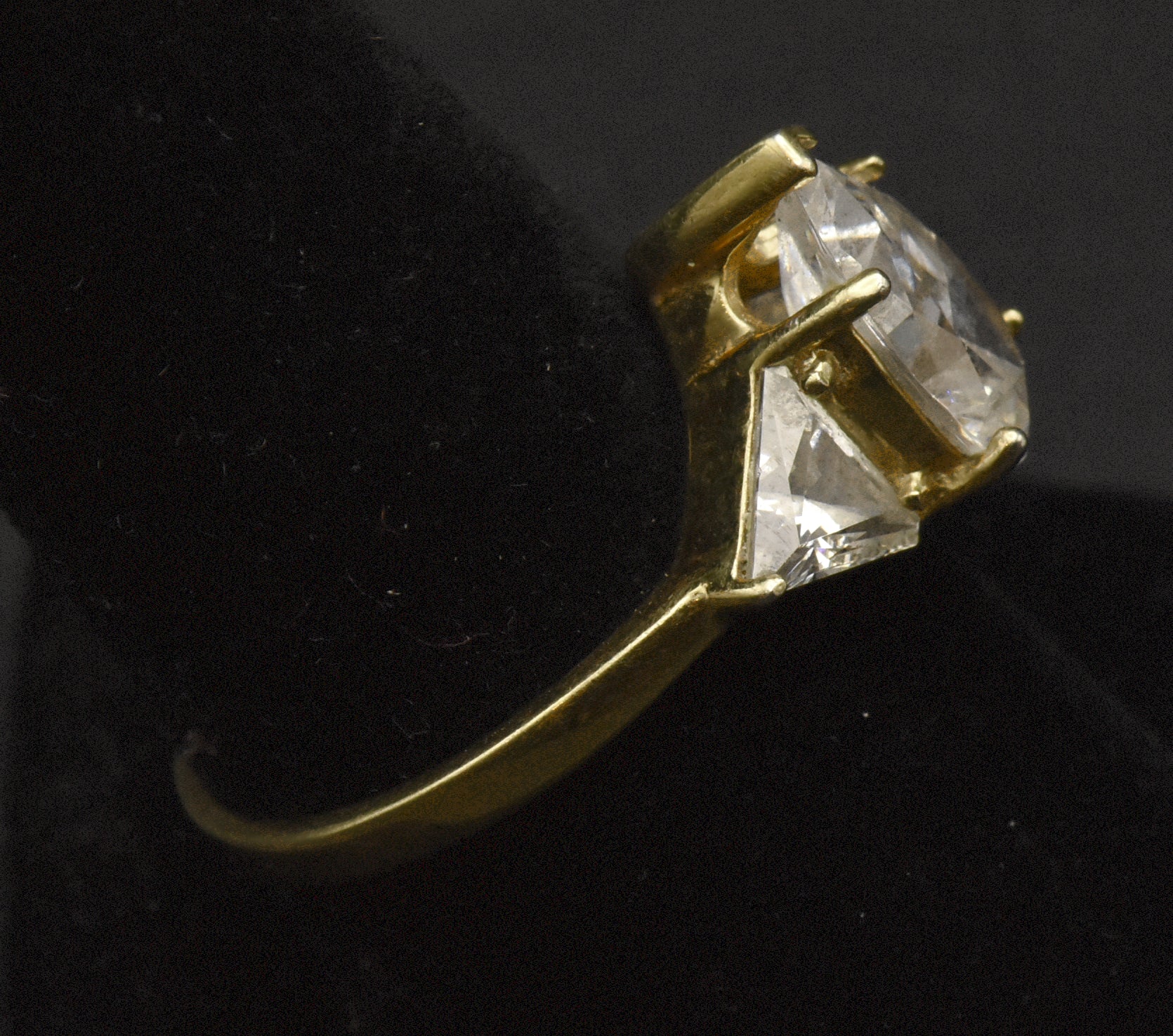 Vintage Gold Tone Sterling Silver Cubic Zirconia Ring - Size 9