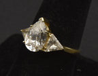 Vintage Gold Tone Sterling Silver Cubic Zirconia Ring - Size 9