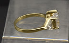 Vintage Gold Tone Sterling Silver Cubic Zirconia Ring - Size 9
